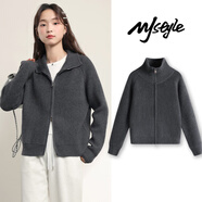 MJ STYLE立領(lǐng)開衫毛衣女2025冬季新款軟糯休閑慵懶風(fēng)氣質(zhì)外搭針織毛衫上衣