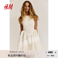 H&M女裝掛脖連衣裙2025秋季新款時尚法式刺繡無袖連身裙1282075 奶油色 M 165/96