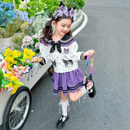 YEEHOO FASHION英氏庫洛米衣服女小童jk套裝網(wǎng)紅女孩學(xué)院風兩件式洋裝春秋子 套裝+發(fā)箍 90