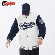 邊七棒球服男潮牌百搭原宿風(fēng)外套ins潮春夏季韓版高街痞帥氣飛行員夾 型男M2刺繡棒球服棉衣白色 L