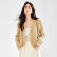 亦谷（YIGUE）設(shè)計(jì)感針織外套女年秋季新款慵懶風(fēng)氣質(zhì)v領(lǐng)流蘇開衫上衣 卡其 M