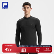 FILA 斐樂官方男子針織長袖上衣2025冬季新款健身運動加絨基礎(chǔ)長T 深黑-BK 2XL 185/104A/XXL