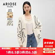 艾諾絲雅詩【商場同款】春秋季新款寬松V領(lǐng)100%綿羊毛針織開衫毛衣10911857 奶油米 S