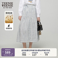 Teenie Weenie【亞麻】小熊女裝半身裙秋季新款時(shí)尚豎條紋裙子長(zhǎng)裙 條紋 M