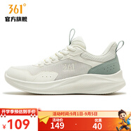 361°女鞋運動鞋秋季新款女常規(guī)跑鞋 羽毛白/淺煙綠 38