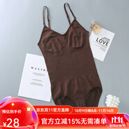 梵奧格（FANAOGE）歐美大碼產(chǎn)后無縫塑身衣女士束身衣吊帶收腹美體連體內(nèi)衣緊身內(nèi)衣 咖色 M
