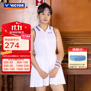 威克多（VICTOR）羽球俱樂部系列 羽毛球服 透氣有彈力男女款針織運(yùn)動(dòng)短袖短褲短裙 連衣裙KT-5511VBC/A漂白 L