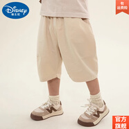 迪士尼（Disney）男童七分褲2025夏裝新款兒童薄款棉布褲子中小童寶寶寬松休閑褲 米白色七分褲 120碼建議身高115厘米 均碼