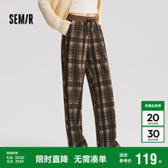 森馬（Semir）休閑褲女格紋闊腿褲復(fù)古風(fēng)潮流2024冬季時尚仿呢長褲109724127008