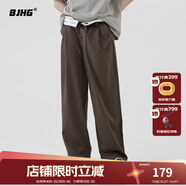 BJHG不計后果秋季美式Cleanfit男潮垂墜感高級感窄版寬松直筒休閑褲女 深棕色 XL