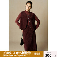 獨束大碼女裝復(fù)古懷舊通勤三件套2024冬季安哥拉紅馬甲T恤半身裙 美拉德棕馬甲 L (尺碼：2) (尺碼：2)