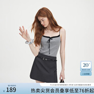 范思藍恩秋季高腰短裙女2024新款灰色氣質(zhì)通勤淑女韓版小A字裙子女送腰帶 深灰色 S
