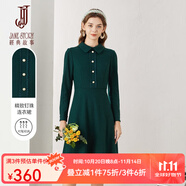 經(jīng)典故事（JANE STORY）紅色毛呢連衣裙女2024冬季新款氣質(zhì)襯衫領(lǐng)簡(jiǎn)約高端配大衣羊毛裙子 J05深綠色 2XL