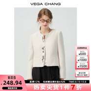 VEGA CHANG短外套女2025新款秋季小香風(fēng)圓領(lǐng)短款粗花呢氣質(zhì)小外套 絲霧白 S