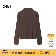 森馬（Semir）長袖T恤女半高領(lǐng)吸濕發(fā)熱抗菌2024冬緊身抓絨打底衫109724101001