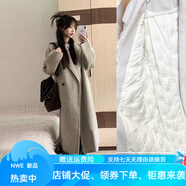 暖冬鴨鴨羽絨服內(nèi)膽雙面絨毛呢大衣女中長款秋冬慵懶風(fēng)加厚小個子呢子外套 奶咖色 90白鴨絨 L  建議125-140斤