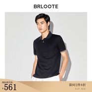 巴魯特（Brloote）桑蠶絲短袖POLO衫男士絲棉珠地高品質(zhì)T恤夏裝 黑色 170/92A
