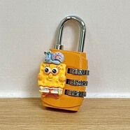 葉余便攜小巧密碼掛鎖可愛(ài)卡通學(xué)生宿舍柜子密碼鎖行李箱防水迷你鎖頭 黃色蝸牛海綿寶 防盜密碼鎖
