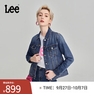 Lee商場(chǎng)同款標準版復古中藍色洗水女牛仔夾克外套潮LWT0067085PN 中藍色 M