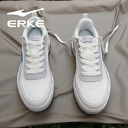 鴻星爾克（ERKE）男鞋復古中國風(fēng)板鞋男秋季運動(dòng)休閑鞋低幫時(shí)尚四季鞋輕便透氣學(xué)生 微晶白/云霧灰 標準碼 41