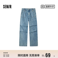 森馬[森柔牛仔]牛仔褲女潮酷闊腿褲夏美式工裝褲街頭109324124006