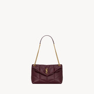Saint Laurent女士深紅寶石色小牛皮內部拉鏈泡芙單肩包577476AAFE16593 29x17x11cm