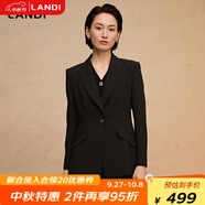 藍(lán)地（LANDI）赫本風(fēng)優(yōu)雅通勤西裝外套西服一?？坌奚鞳L女2025春新品 石墨黑 M