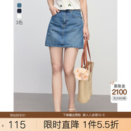 熙世界sllsky100%棉白色牛仔半身裙2025夏季新款小個(gè)子a字包臀短裙子 洗水牛仔藍(lán) M
