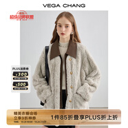 VEGA CHANG皮毛一體短外套女2025年秋冬新款寬松顯瘦高級感名媛風(fēng)毛絨大衣 常規(guī)版 S