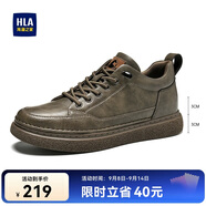 海瀾之家HLA男鞋休閑鞋子板鞋透氣運(yùn)動(dòng)鞋HAAXXM1EBF061 棕色增高款42