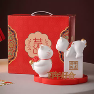 溥畔新婚禮物送閨蜜女友情人節周年紀念日創(chuàng  )意祝?；閼c伴手禮結 好事將至情侶招財貓+底座+禮盒