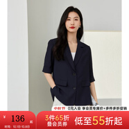 梵希蔓ol通勤女裝小個(gè)子西裝外套女春秋質(zhì)感高級(jí)透感薄款職場西服 V8019 藏青色 S