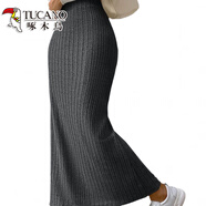 啄木鳥(niǎo)2025歐美新款高腰側邊修身開(kāi)衩針織半身長(cháng)裙女裝秋冬女裙子 深灰色 L