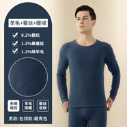 燠陽(yáng)情侶保暖內衣套裝秋衣秋褲男女士羊毛蠶絲修身冬天打底衫長(cháng)袖 男-藏青 XL 男款【120-140斤】