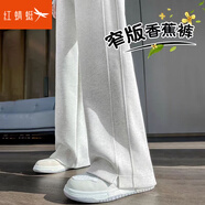 紅蜻蜓闊腿褲女休閑褲春秋新款衛(wèi)褲小個(gè)子垂感窄版女士直筒褲運(yùn)動(dòng)褲子 灰白色-長褲 常規(guī) L 建議111-120斤