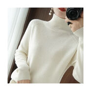 皮爾卡丹（pierre cardin）秋冬毛衫女高領(lǐng)寬松加厚毛衣百搭洋氣慵懶風(fēng)女士長(cháng)袖針織打底衫 白色 S