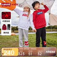 Levi's 李維斯兒童裝男女童套裝加絨兩件套秋冬款保暖套頭衛(wèi)衣長(zhǎng)褲 正黑色 120 /60 【建議身高110-116cm】