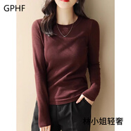 GPHF日本2025春秋季新款圓領(lǐng)長(zhǎng)袖針織毛衣女式右肩高品質(zhì)寬松底上衣女 深棕色-半高圓領(lǐng) M 【建議100-110斤】
