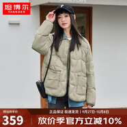 坦博爾羽絨服女短款翻領(lǐng)韓版寬松女士燈芯絨外套TD236266 奶茶棕 170 