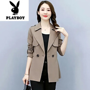 花花公子（PLAYBOY）2025年風衣秋冬季新款女士外套小個子大衣中長款今年流行氣質洋氣 卡其色 M (建議100斤以內)