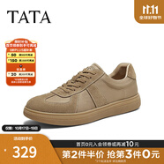 他她（TATA）2025秋純色舒適百搭休閑男鞋新款板鞋休閑鞋VQF01CM5 棕色 41