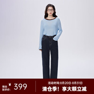 艾萊依（ERAL）直筒牛仔褲女新款羽絨褲深牛仔藍高腰休閑百搭秋冬長(cháng)褲褲子 深牛仔藍 S 155【建議80-110斤】
