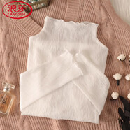 浪莎（LangSha）加絨蕾絲打底衫秋冬2025新款女裝內搭加厚保暖半高領(lǐng)高端網(wǎng)紗上衣 白色【單層不加絨】 M