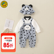 G.DUCKKIDS童裝嬰兒連體衣春秋女寶寶公主外出服2024新款洋氣碎花新生兒衣服 藍色+帽子aqkcgki 90cm 90碼適合80-90年齡1-2歲左右