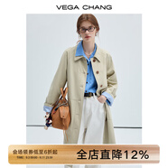 VEGA CHANG風(fēng)衣女款2025新款春秋英倫風(fēng)中長款寬松外套 卡其色 S