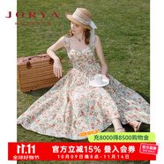 卓雅周末（JORYA weekend）吊帶連衣裙丨24夏新款桃心領(lǐng)蝴蝶結(jié)氣質(zhì)高級法式碎花長裙 帝國黃色 XL