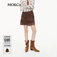 MO&Co.短裙2025秋新品波西米亞棕絨高腰流蘇蛋糕裙半身裙MBE3SKT041 深棕色 M