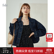 范思藍恩春秋季新款高街牛仔外套女韓版寬松休閑夾克213219 深藍色 S