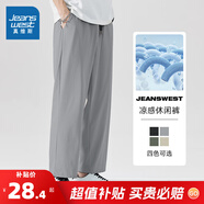 真維斯（Jeanswest）涼感休閑褲男裝夏季薄款松緊腰透氣顯瘦九分褲JR 灰2060 L