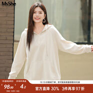 MsShe【新氧棉連帽衛(wèi)衣】大碼女裝秋裝胖mm針織寬松女上衣 淺杏色現(xiàn)貨 5XL